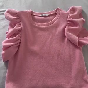 PINK RUFFLE SLEEVE ZARA TOP